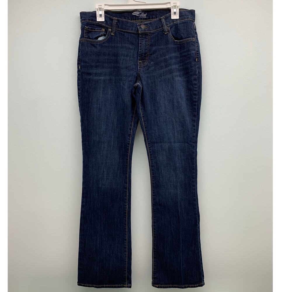 Old Navy Womens 12 Long Bootcut Jeans The Flirt Dark Wash Denim Mid Rise Stretch